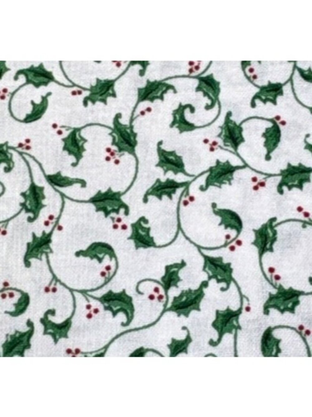 Holly Berry Christmas Cotton Fabric 10x40" Green Red on White Quilting Crafts